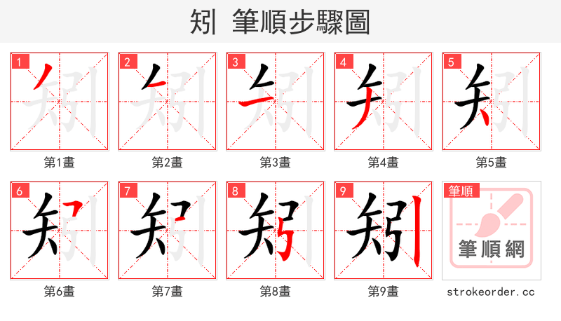 矧 的笔顺分步演示（一笔一画写字）