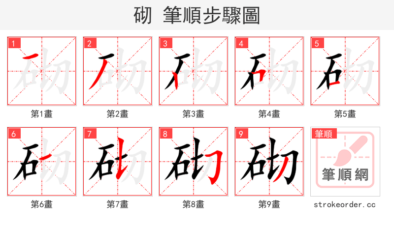 砌 的笔顺分步演示（一笔一画写字）