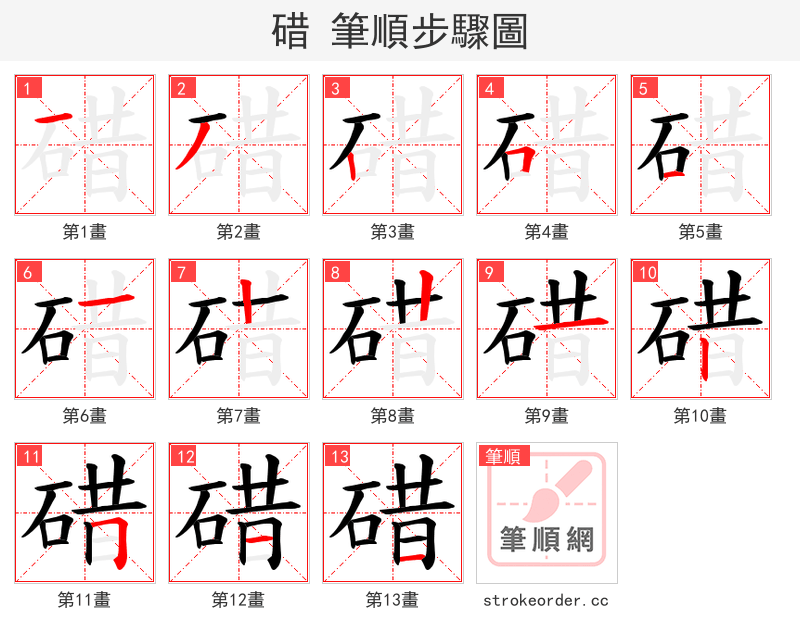 碏 的笔顺分步演示（一笔一画写字）