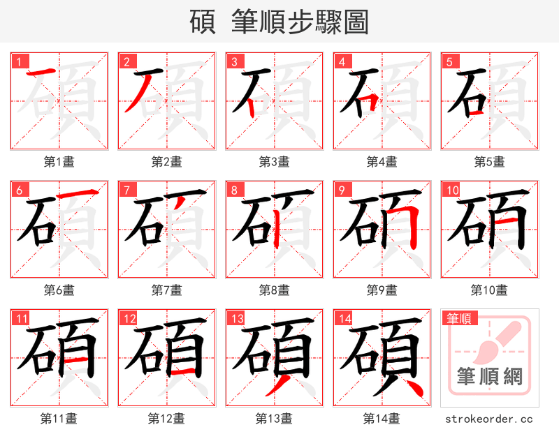 碩 的笔顺分步演示（一笔一画写字）