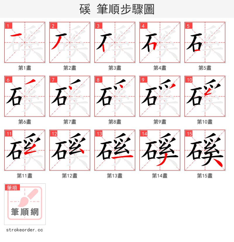 磎 的笔顺分步演示（一笔一画写字）