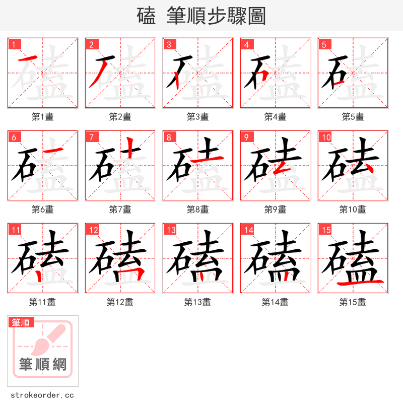 磕 的笔顺分步演示（一笔一画写字）