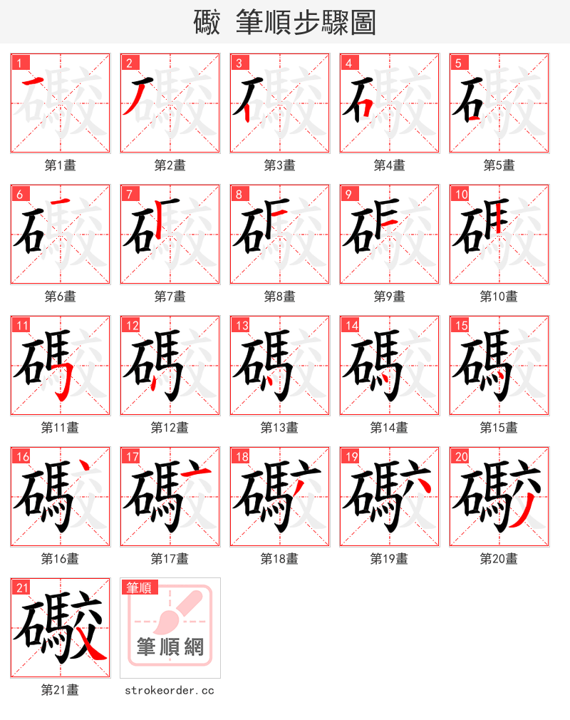 礮 的笔顺分步演示（一笔一画写字）
