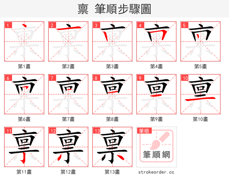 禀 的笔顺分步演示（一笔一画写字）