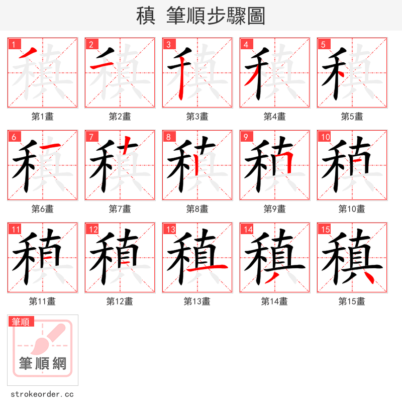 稹 的笔顺分步演示（一笔一画写字）