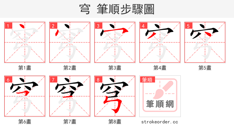 穹 的笔顺分步演示（一笔一画写字）