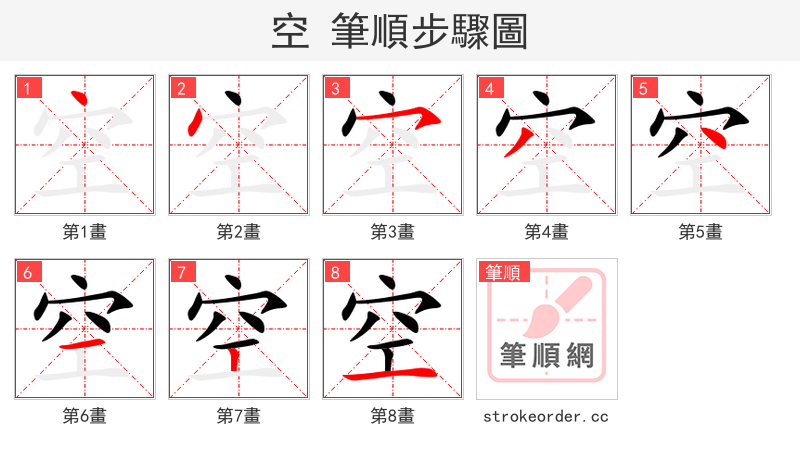 空 的笔顺分步演示（一笔一画写字）