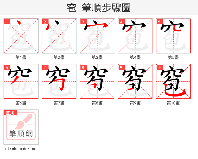 窇 的笔顺分步演示（一笔一画写字）
