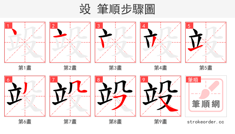 竐 的笔顺分步演示（一笔一画写字）