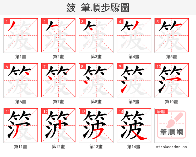 箥 的笔顺分步演示（一笔一画写字）