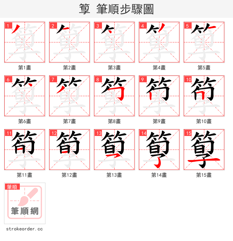 箰 的笔顺分步演示（一笔一画写字）