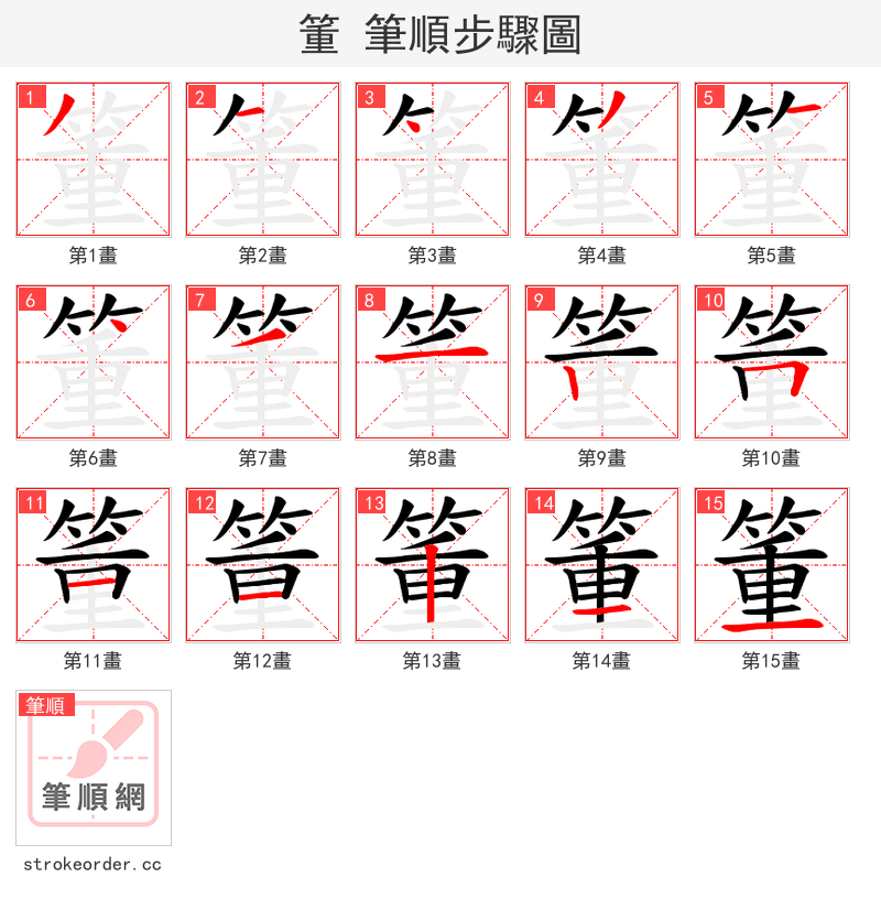 箽 的笔顺分步演示（一笔一画写字）