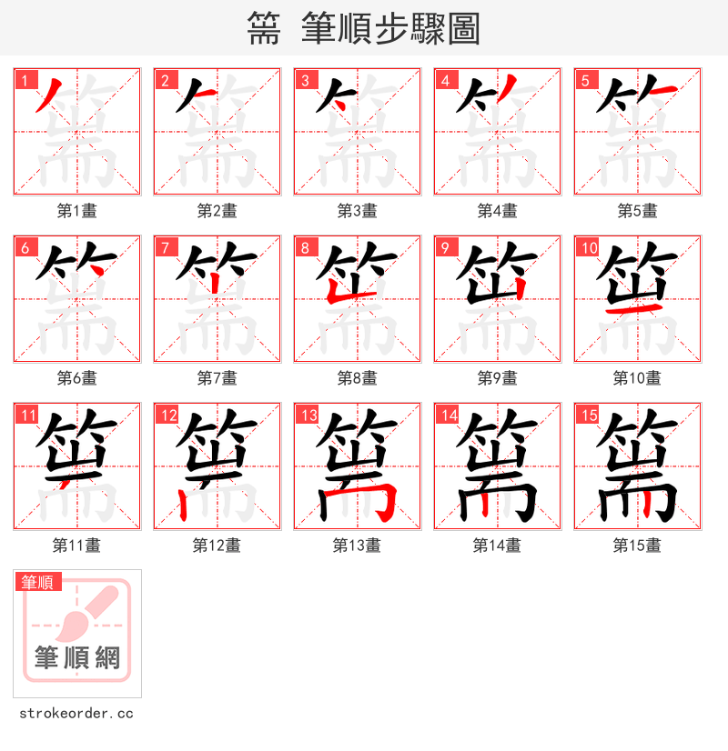 篅 的笔顺分步演示（一笔一画写字）