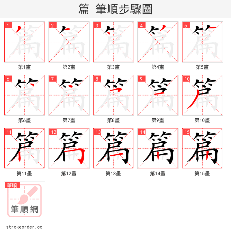 篇 的笔顺分步演示（一笔一画写字）