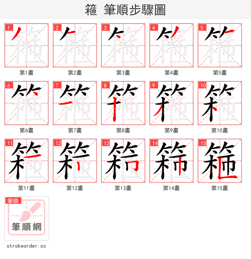 篐 的笔顺分步演示（一笔一画写字）