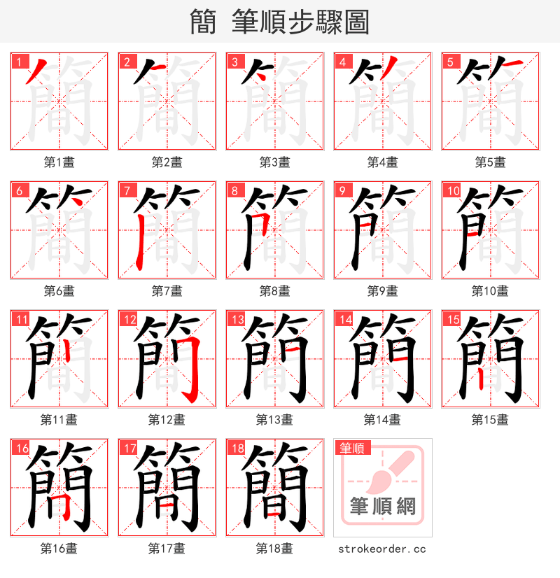 簡 的笔顺分步演示（一笔一画写字）