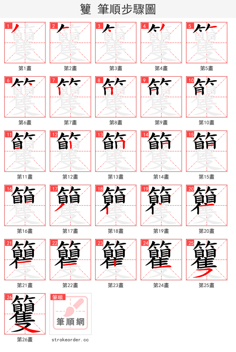 籰 的笔顺分步演示（一笔一画写字）