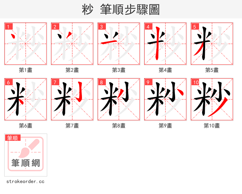 粆 的笔顺分步演示（一笔一画写字）