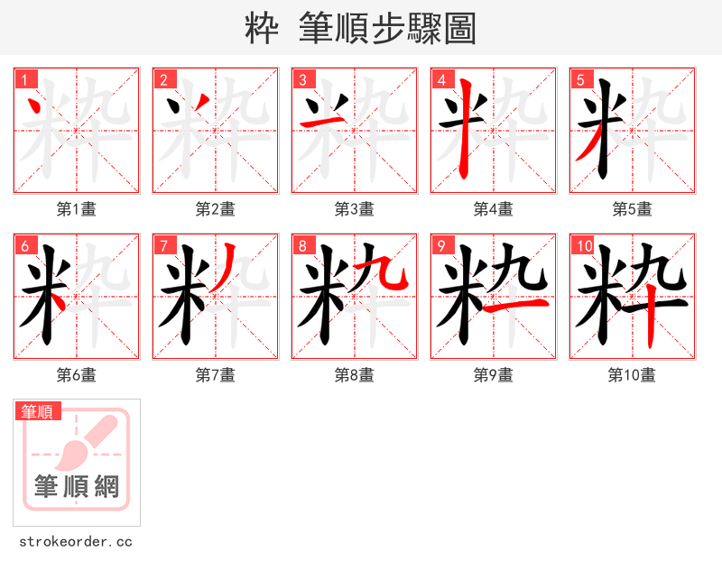 粋 的笔顺分步演示（一笔一画写字）