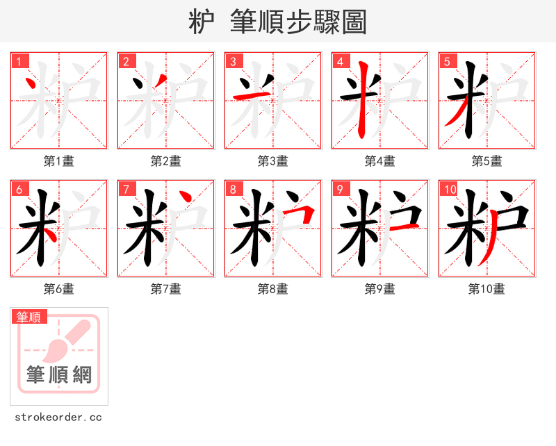 粐 的笔顺分步演示（一笔一画写字）