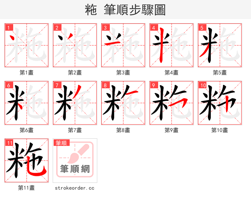 粚 的笔顺分步演示（一笔一画写字）
