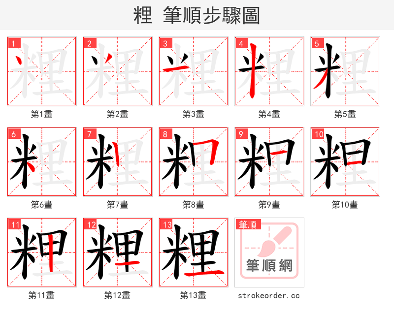 粴 的笔顺分步演示（一笔一画写字）