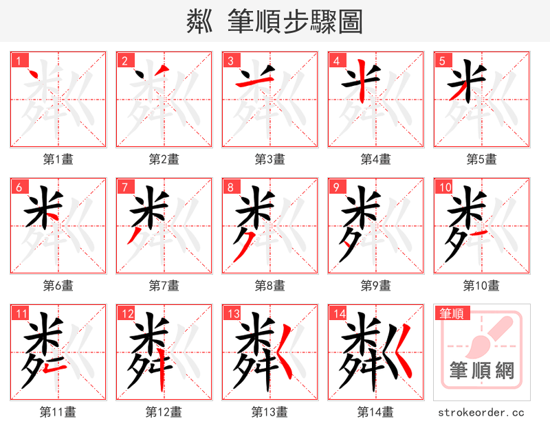 stroke order steps of 粼