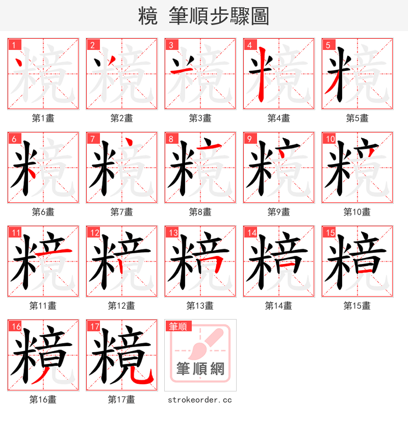 糡 的笔顺分步演示（一笔一画写字）