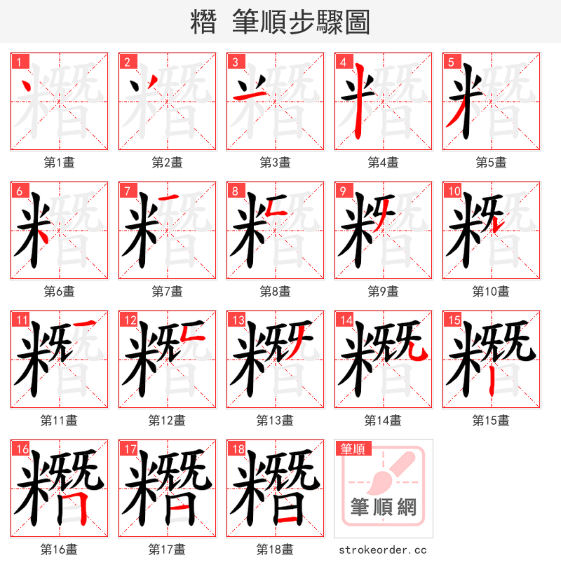 糣 的笔顺分步演示（一笔一画写字）