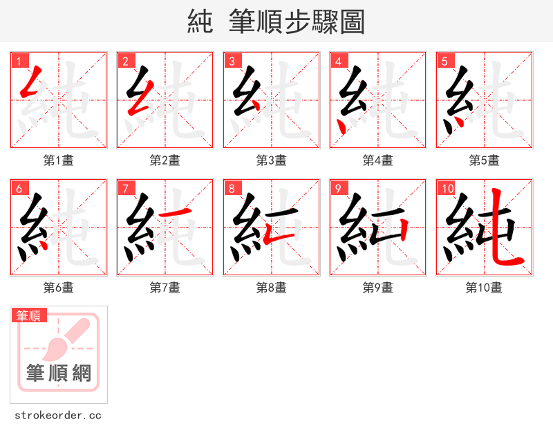 純 的笔顺分步演示（一笔一画写字）