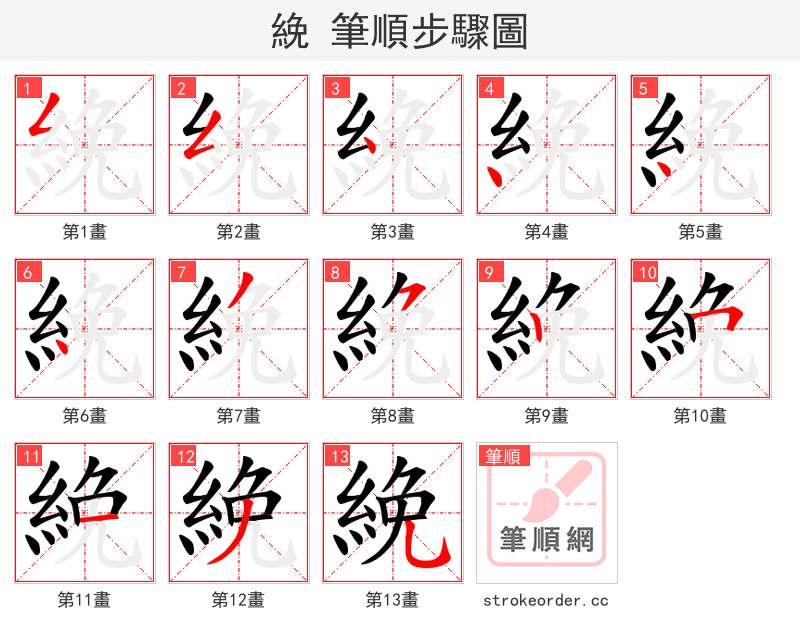 絻 的笔顺分步演示（一笔一画写字）