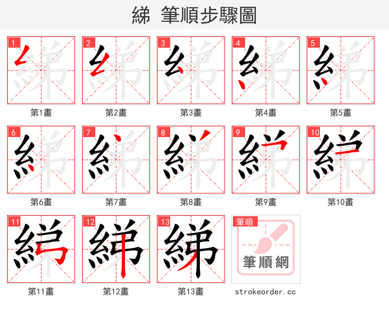 綈 的笔顺分步演示（一笔一画写字）