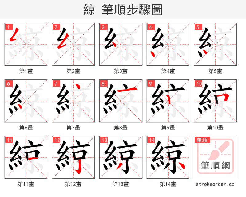 綡 的笔顺分步演示（一笔一画写字）