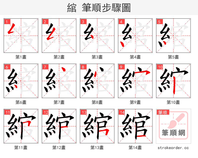 綰 的笔顺分步演示（一笔一画写字）