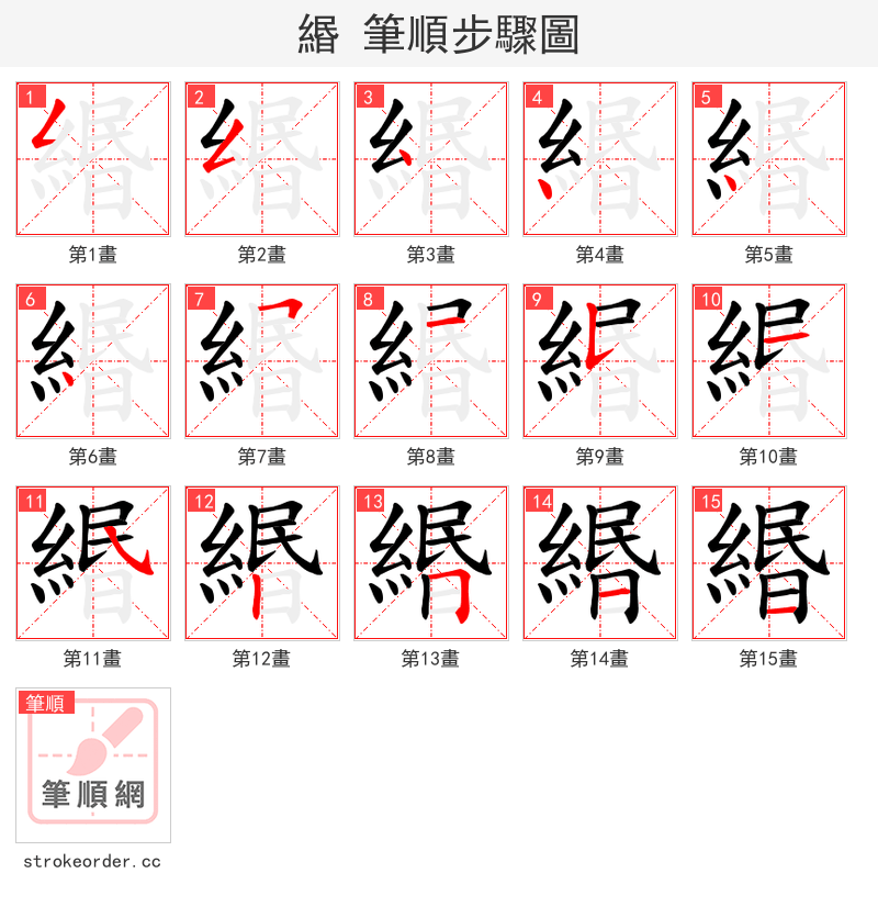 緡 的笔顺分步演示（一笔一画写字）
