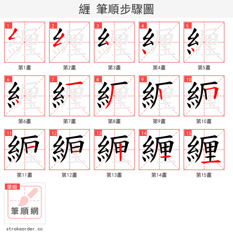 緾 的笔顺分步演示（一笔一画写字）