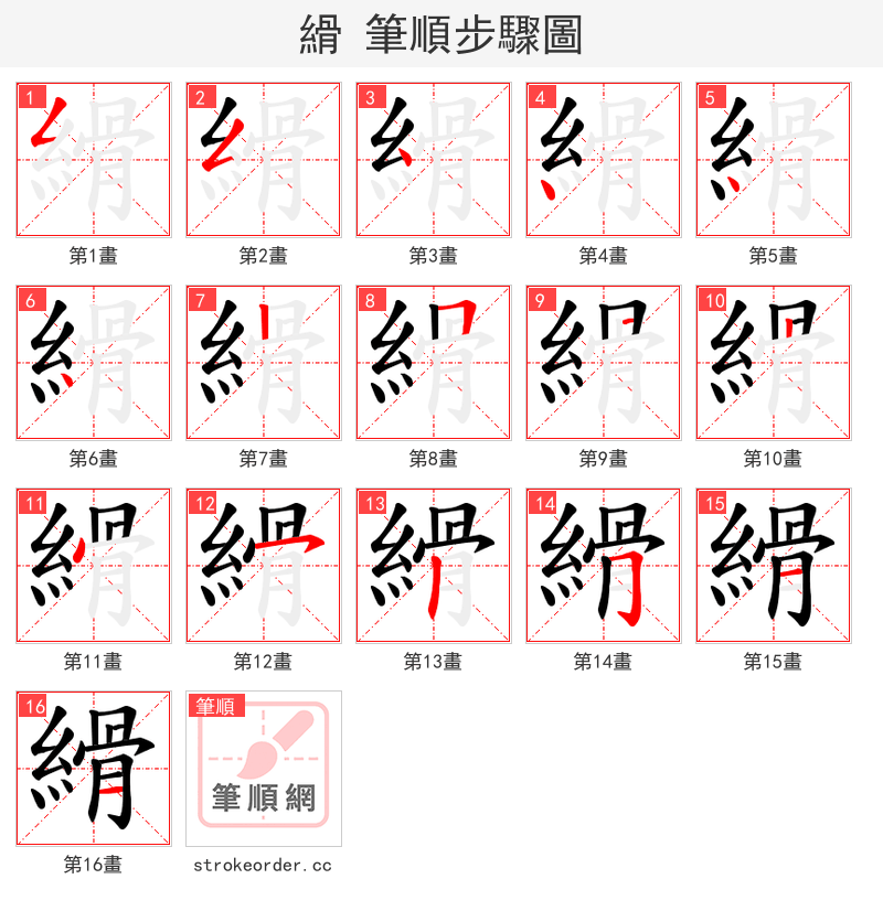 縎 的笔顺分步演示（一笔一画写字）