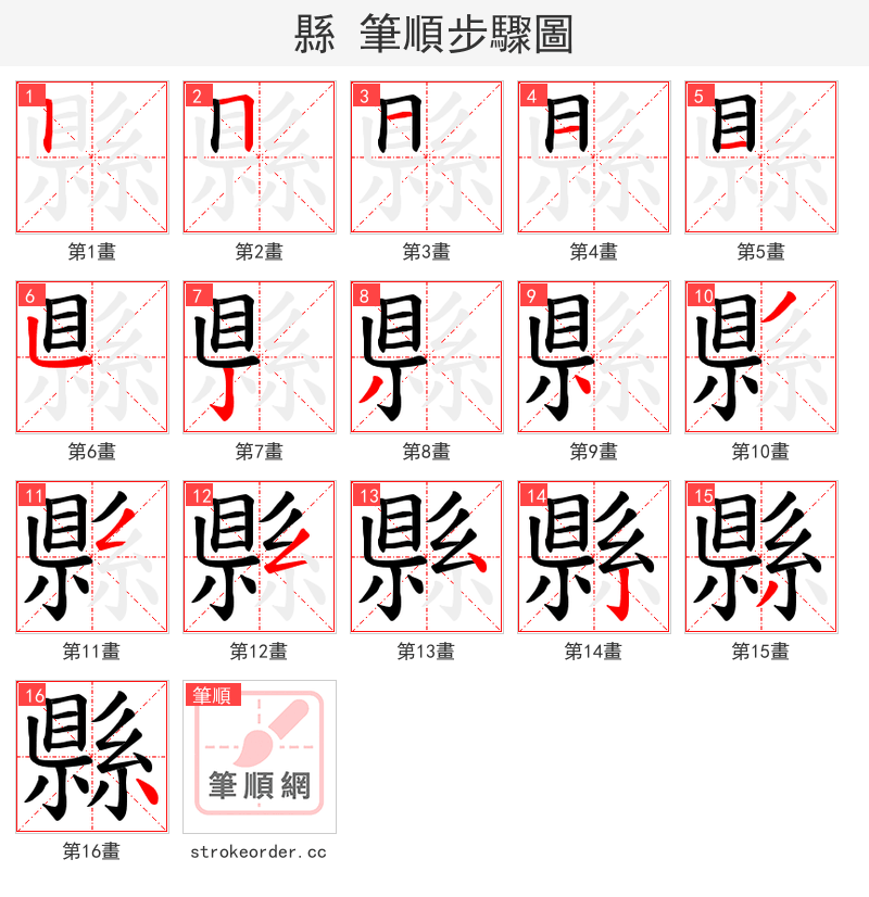 縣 的笔顺分步演示（一笔一画写字）
