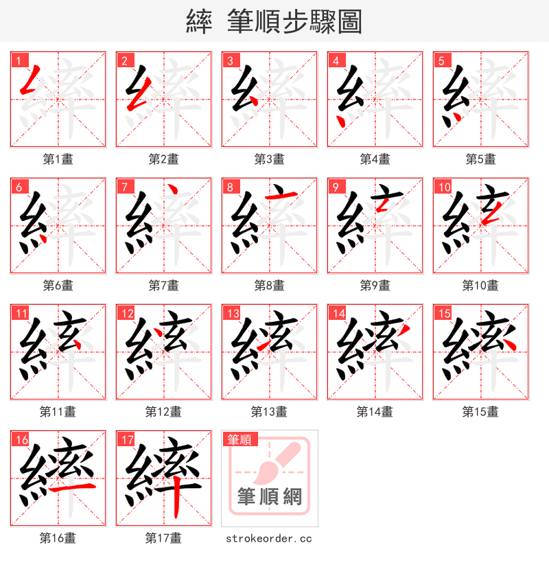 繂 的笔顺分步演示（一笔一画写字）