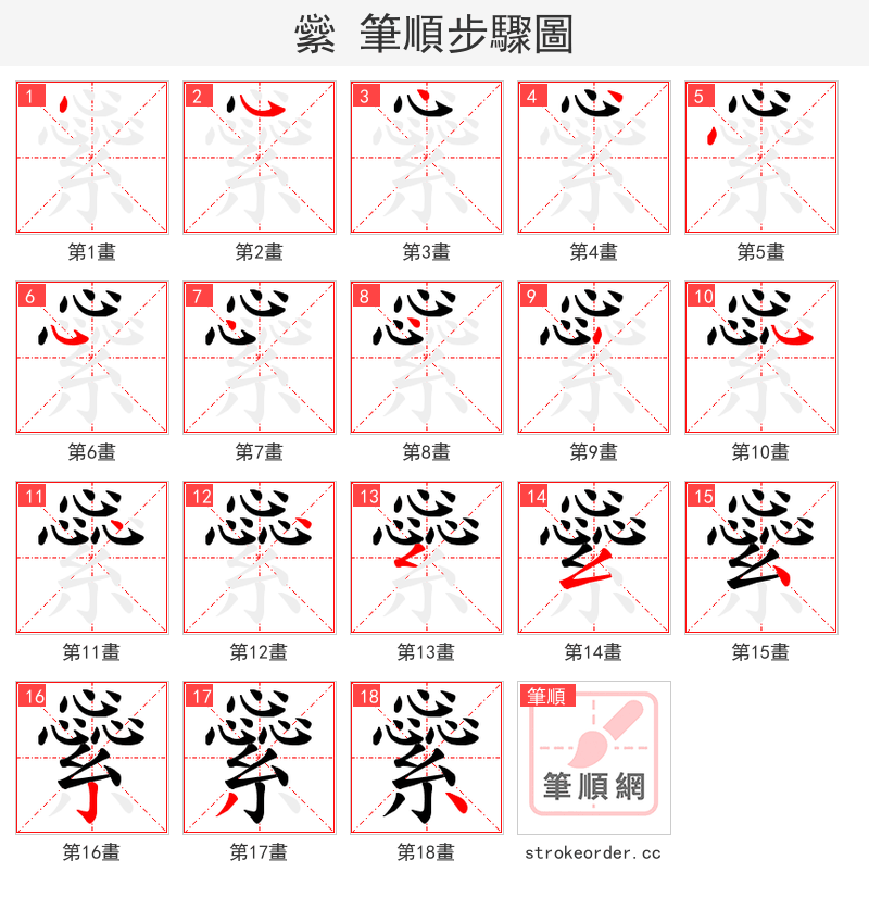 繠 的笔顺分步演示（一笔一画写字）