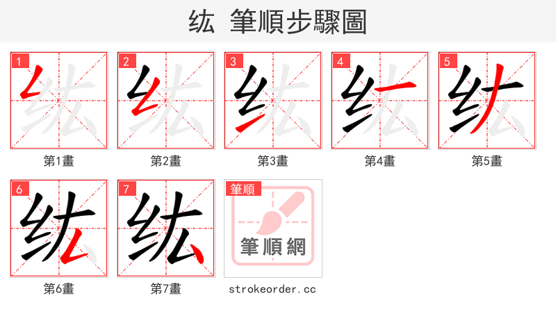 纮 的笔顺分步演示（一笔一画写字）