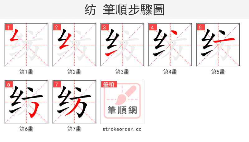 stroke order steps of 纺