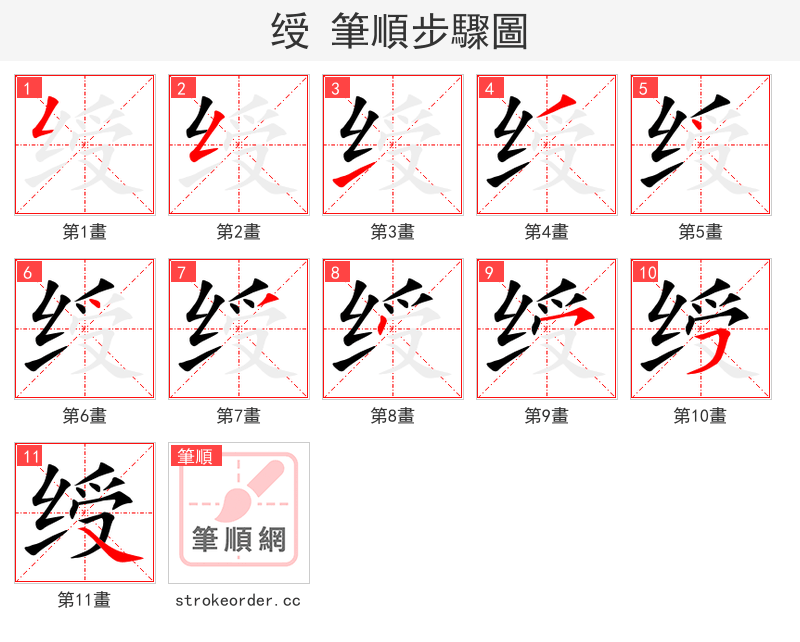 stroke order steps of 绶
