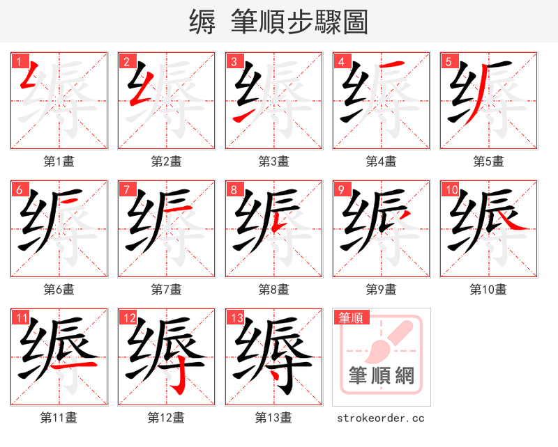 缛 的笔顺分步演示（一笔一画写字）