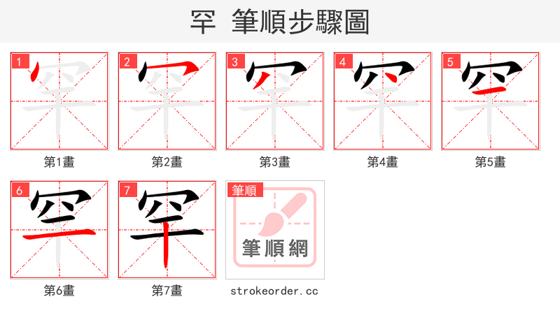 罕 的笔顺分步演示（一笔一画写字）