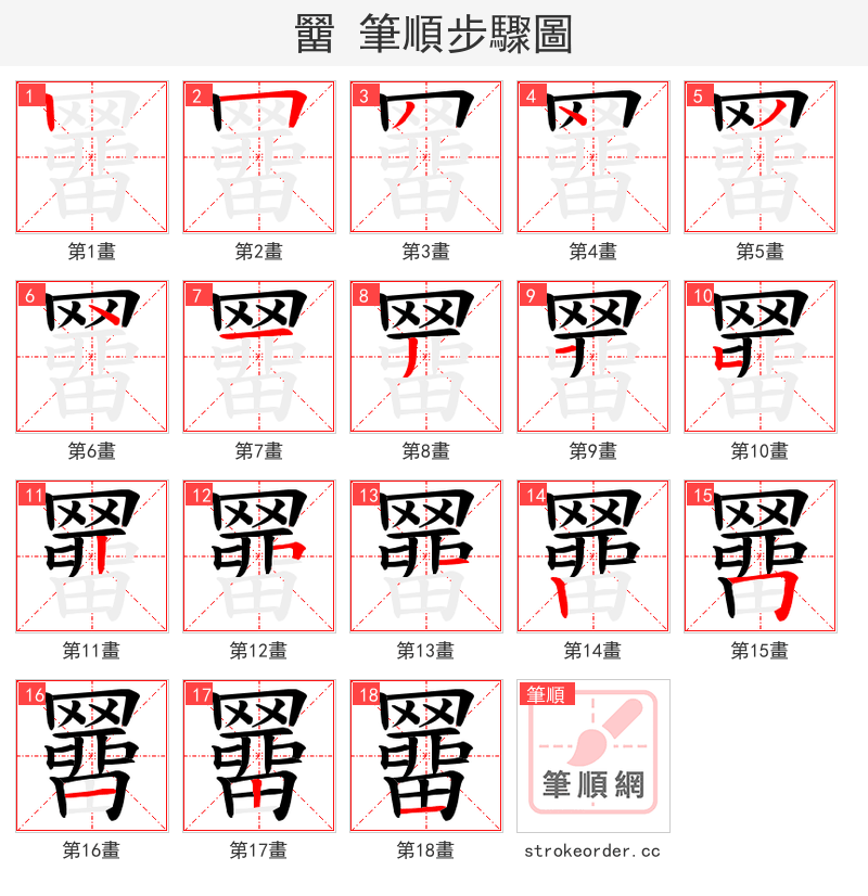 羀 的笔顺分步演示（一笔一画写字）