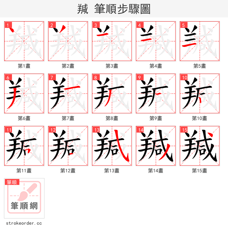 羬 的笔顺分步演示（一笔一画写字）