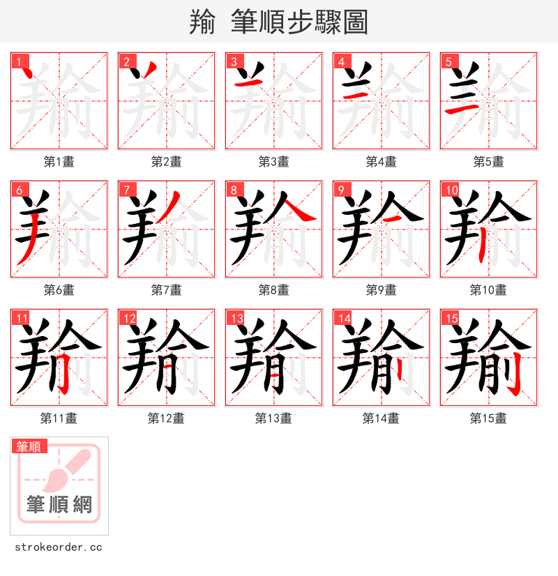 羭 的笔顺分步演示（一笔一画写字）