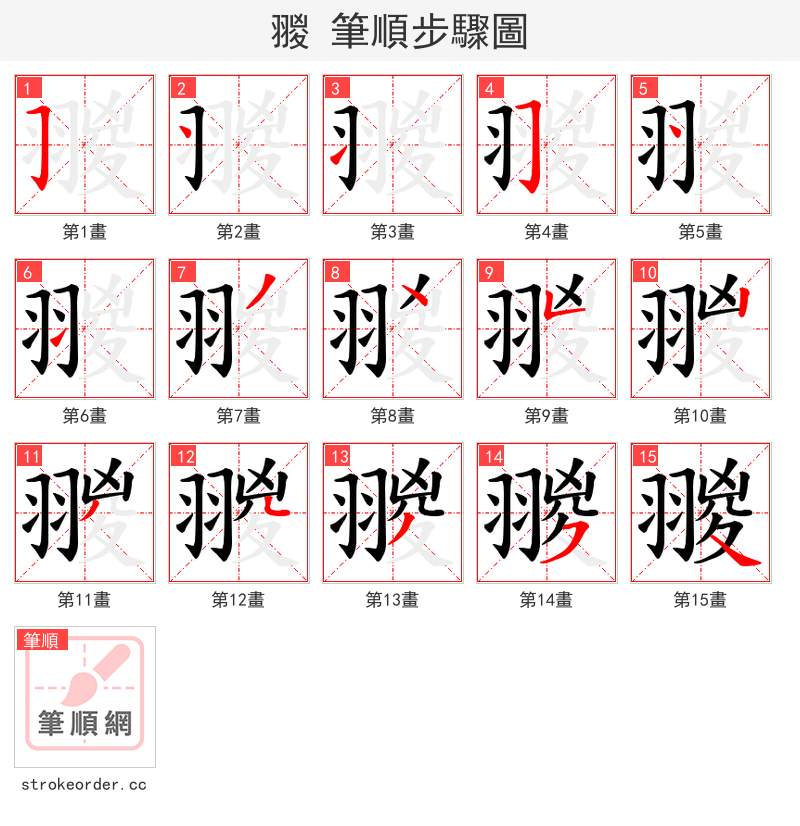 翪 的笔顺分步演示（一笔一画写字）