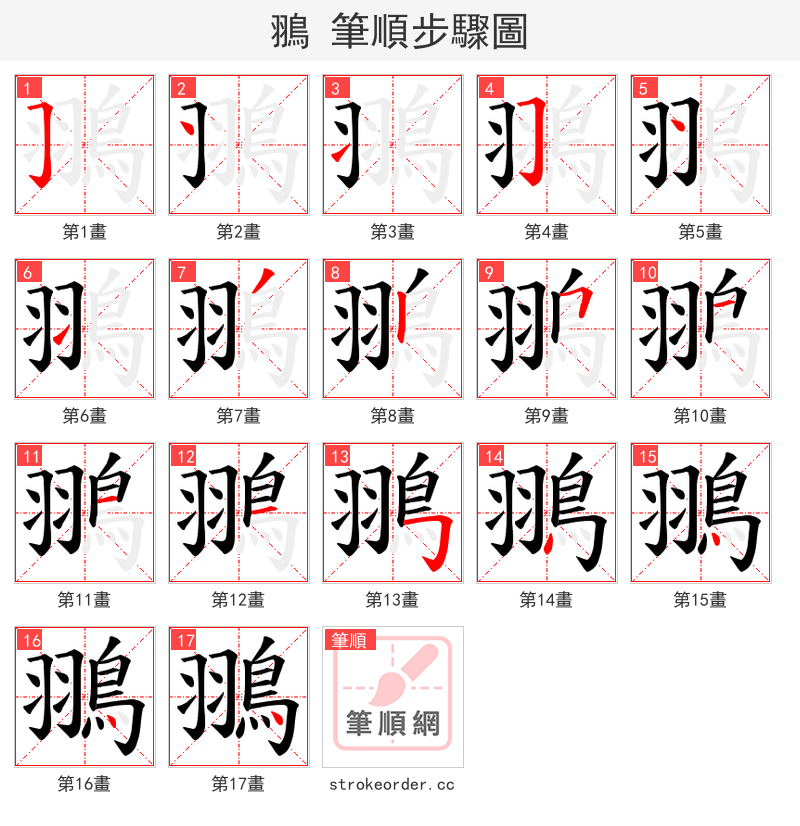 翵 的笔顺分步演示（一笔一画写字）